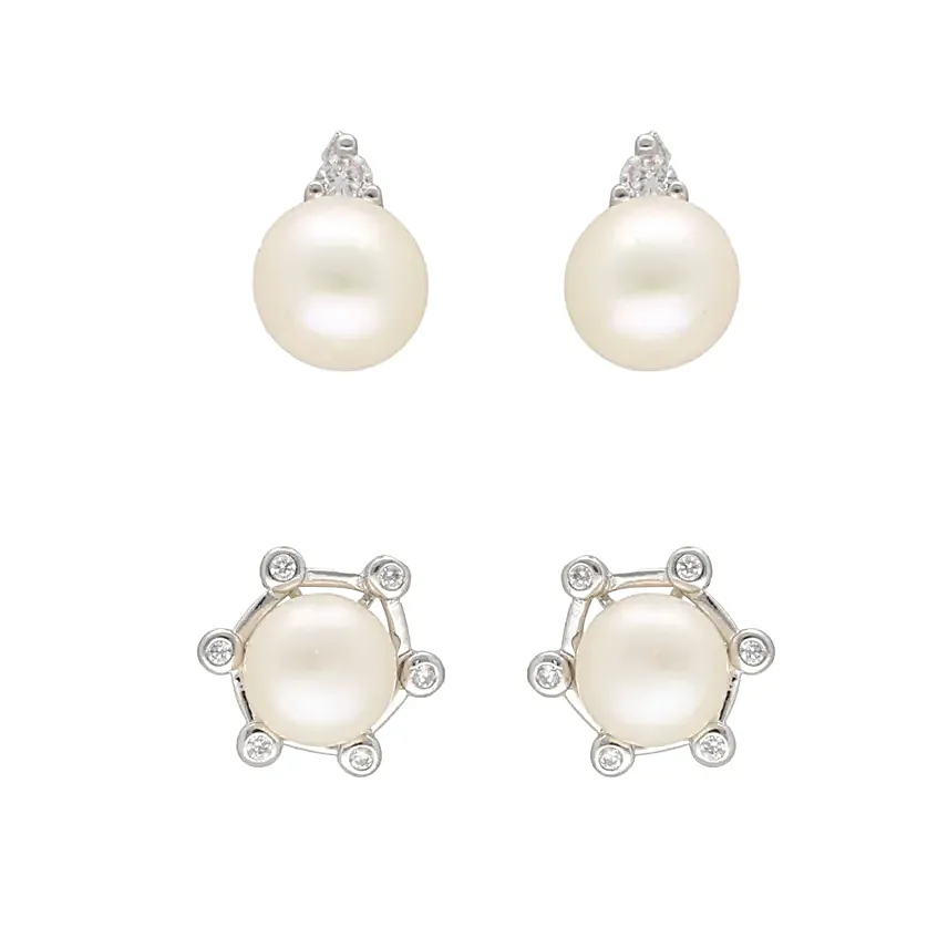 Set of 2 Minimal Pearl Earrings