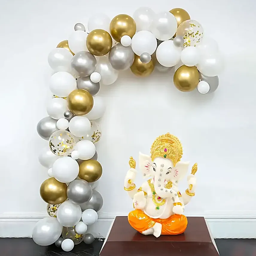 Silver Gold Festive Arch for Ganesh Chaturthi