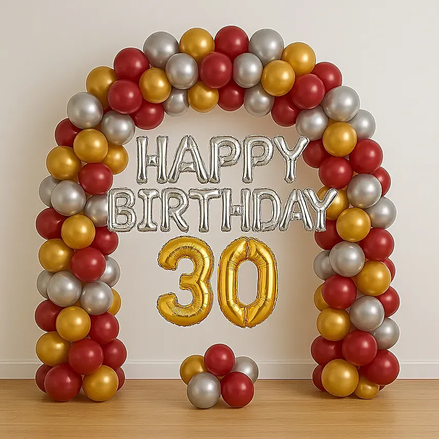Radiant Birthday Arch Balloon Display