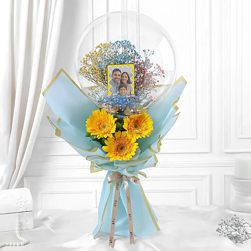 Personalised Balloon and Gerberas Gift