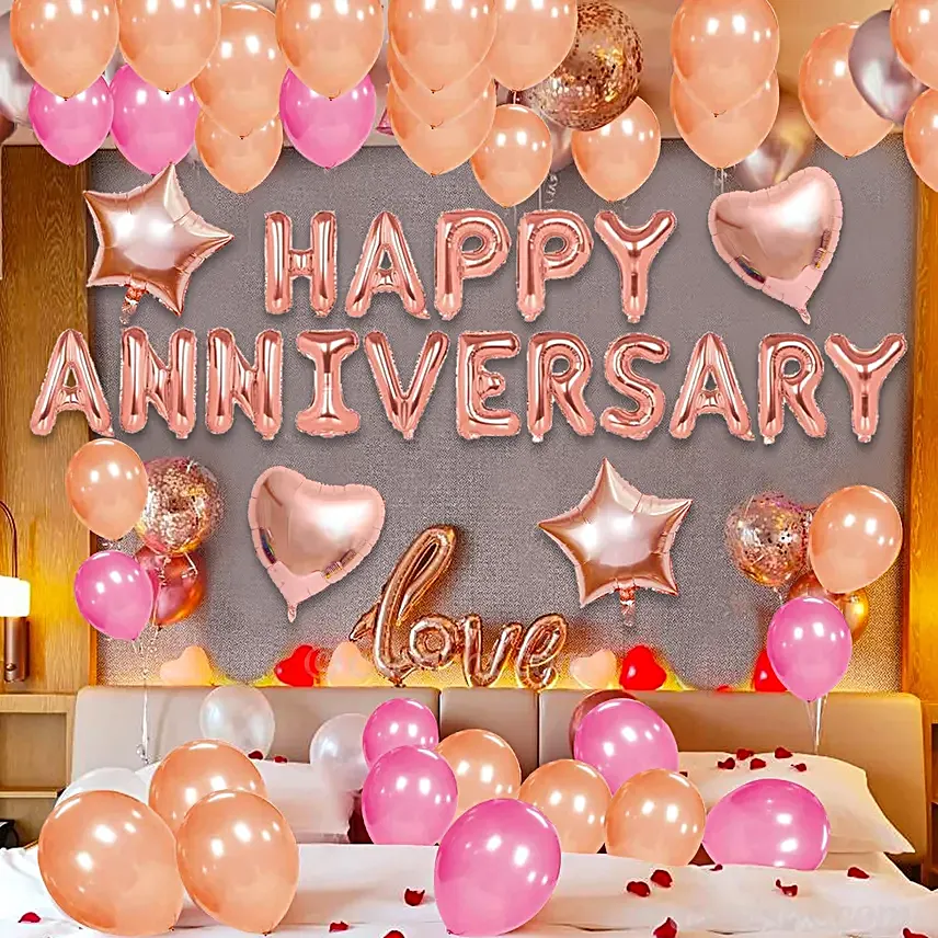 Blush Romance Anniversary Balloon Decor