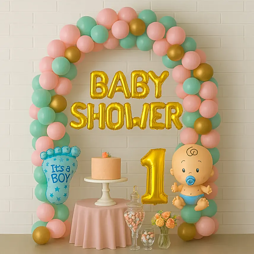 Mint N Pink Baby Shower Balloon Arch