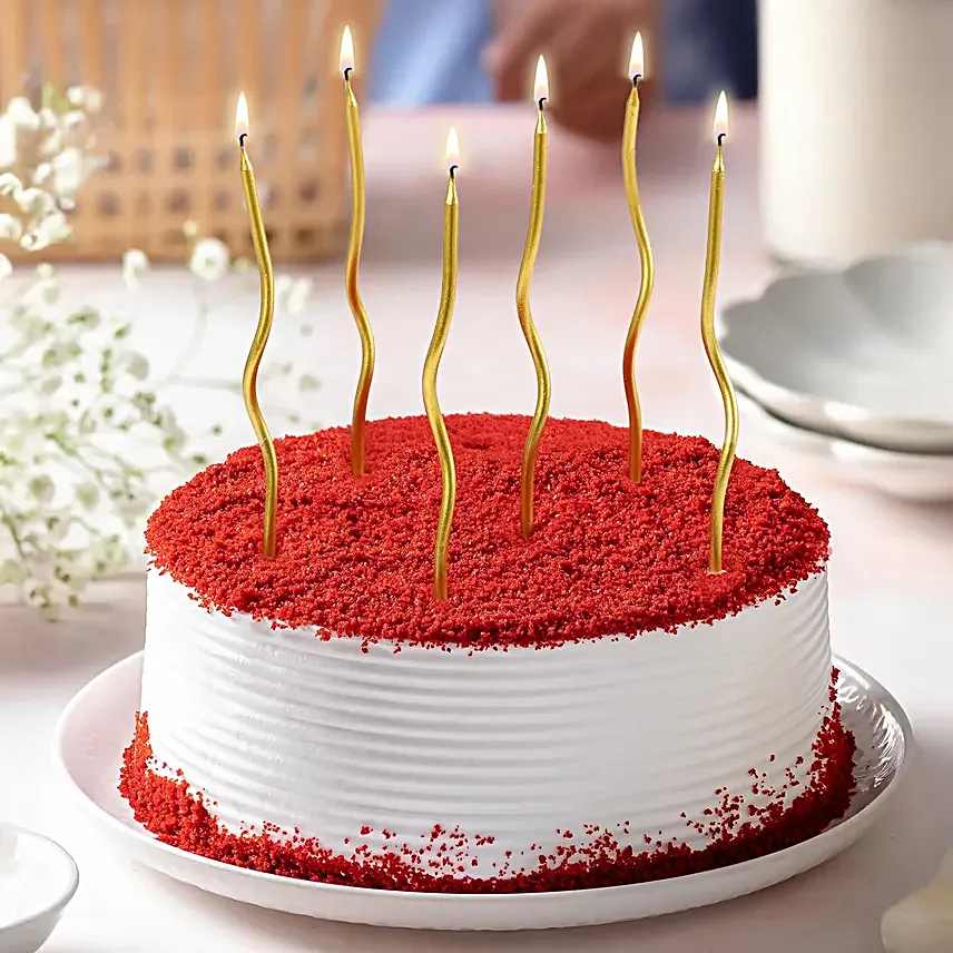 Swirl Candle Eggless Red Velvet Cream Delight Cake: 2 Kg