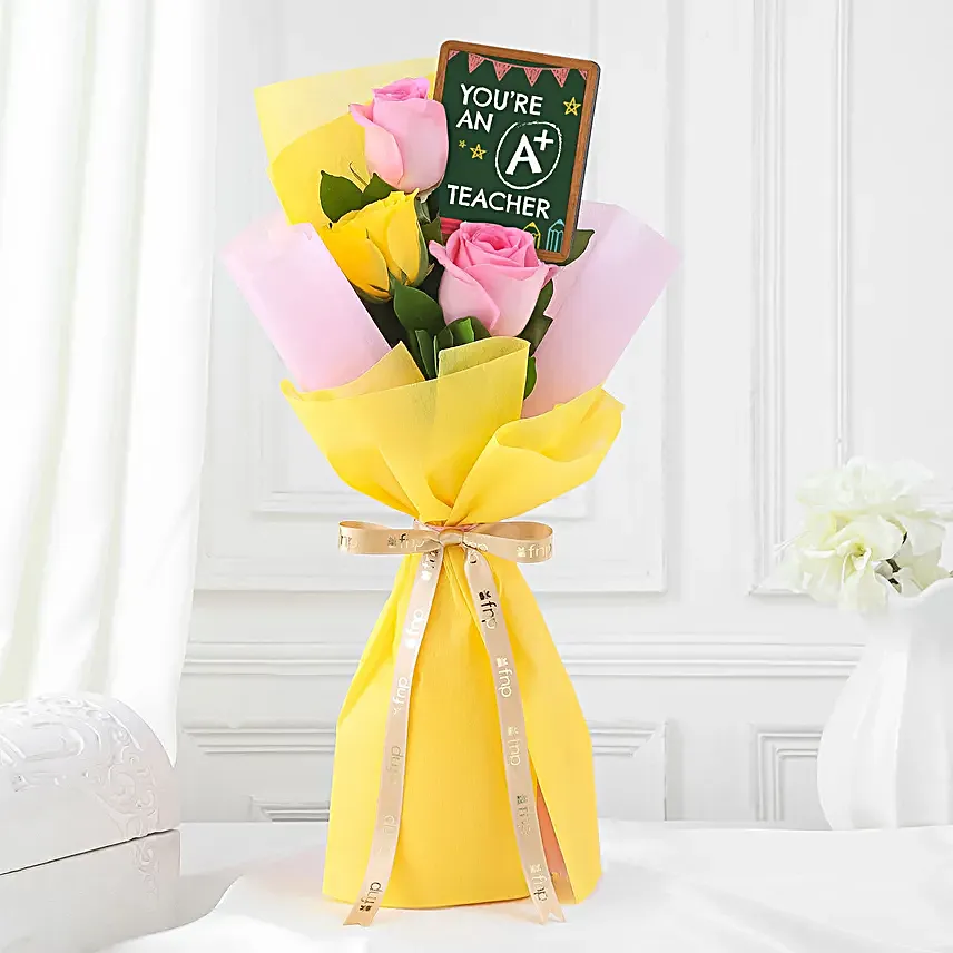 A+ Teacher's Day Roses Bouquet N Fridge Magnet