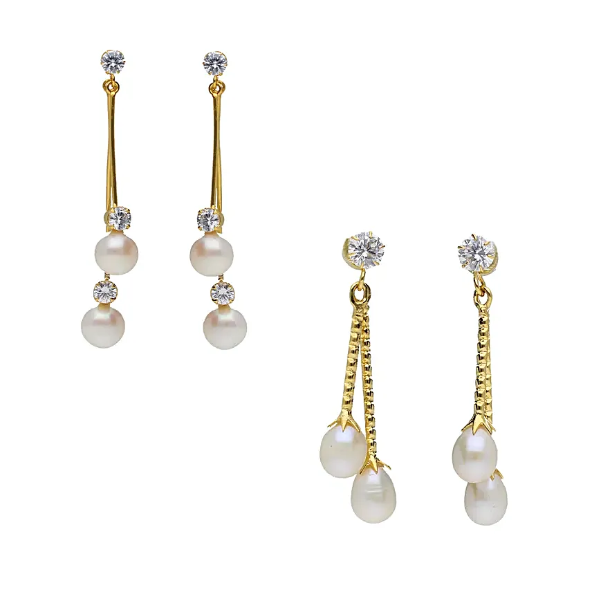 Moonlit Pearl Drops Duo Earrings