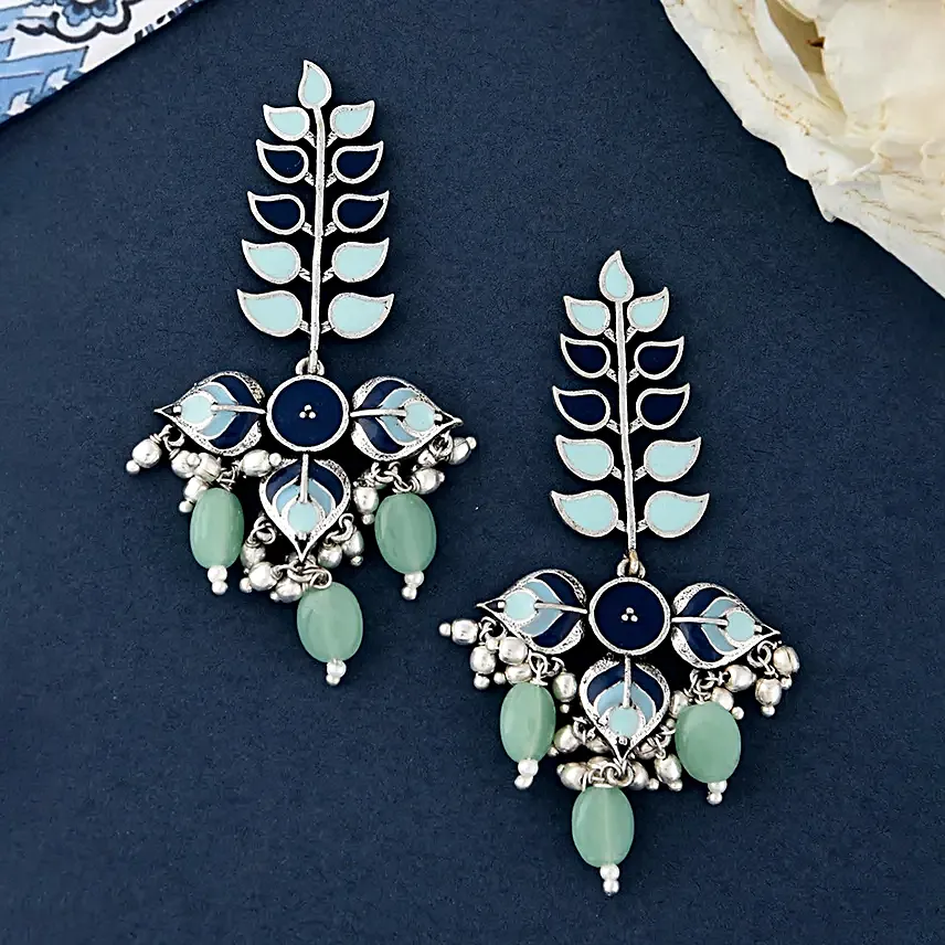 Voylla Bagh E Fiza Leaf Motif Drop Earrings