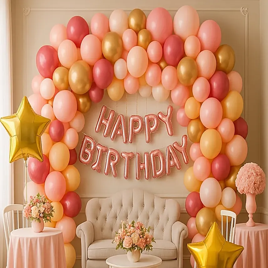 Soft Glam Birthday Balloon Backdrop
