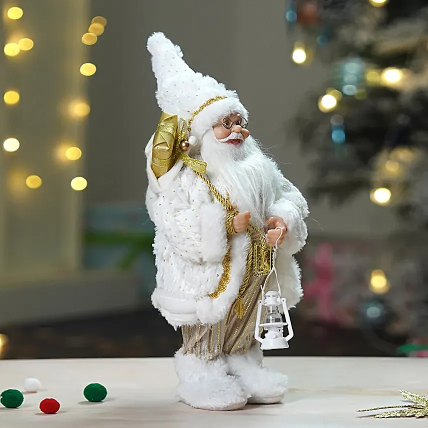 Gold Striped Santa Figurine