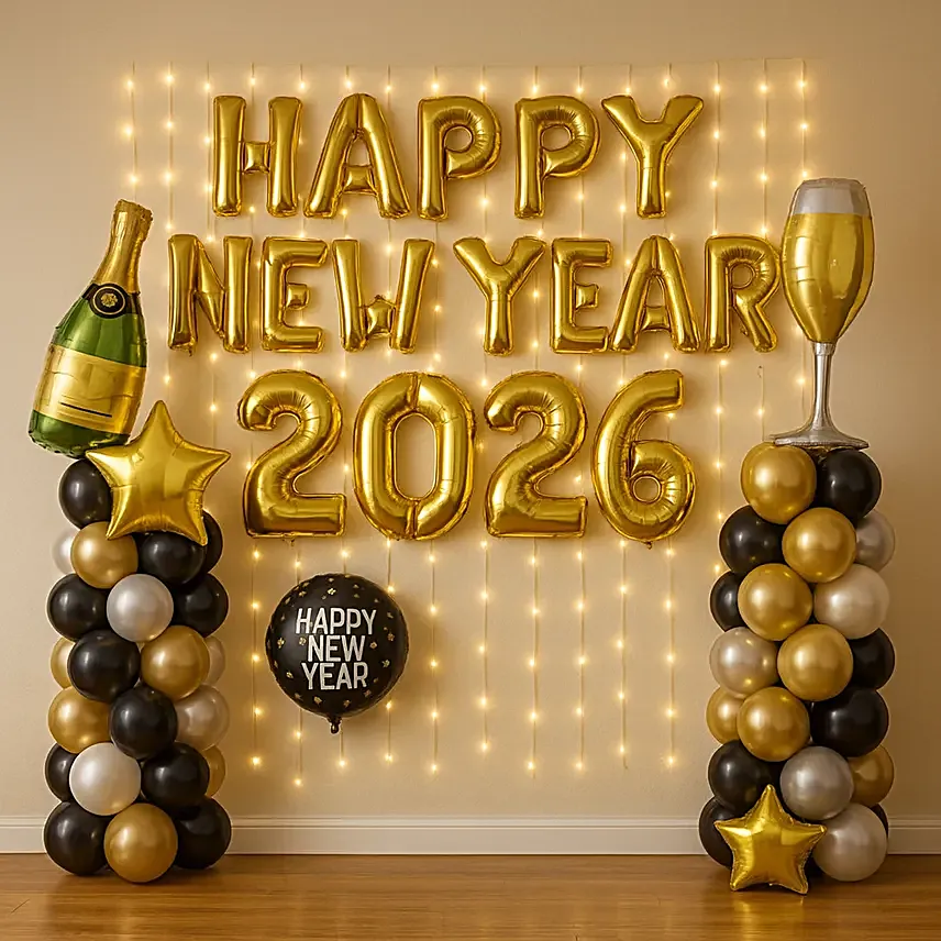 Golden Toast New Year Eve Balloon Display