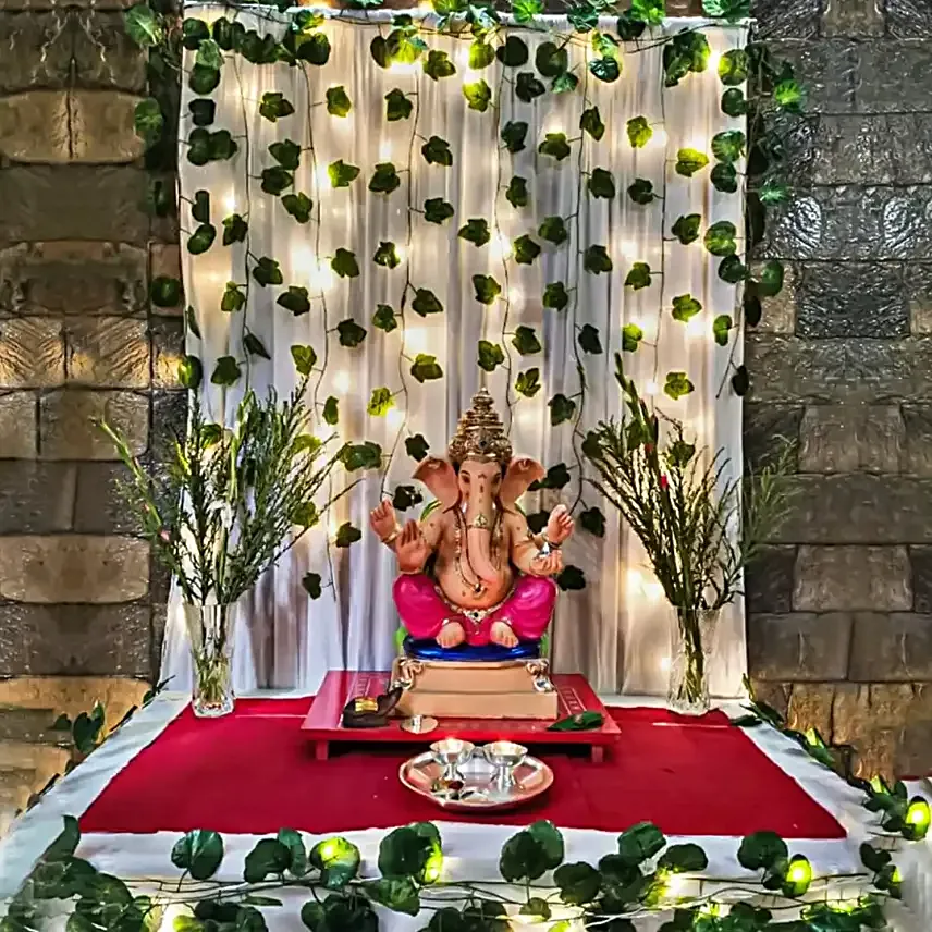 Festive Serenity Backdrop Decor for Ganesh Chaturthi