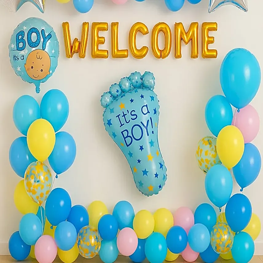 Colourful Welcome Baby Balloon Decor