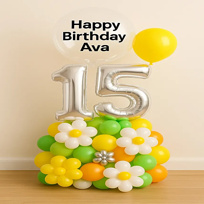 Silver 15 Party Balloon Backdrop