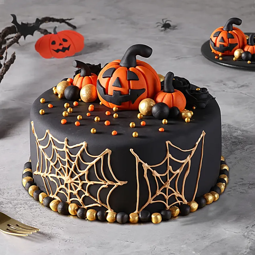 Jack-O-Lantern Vanilla Fondant Halloween Cake