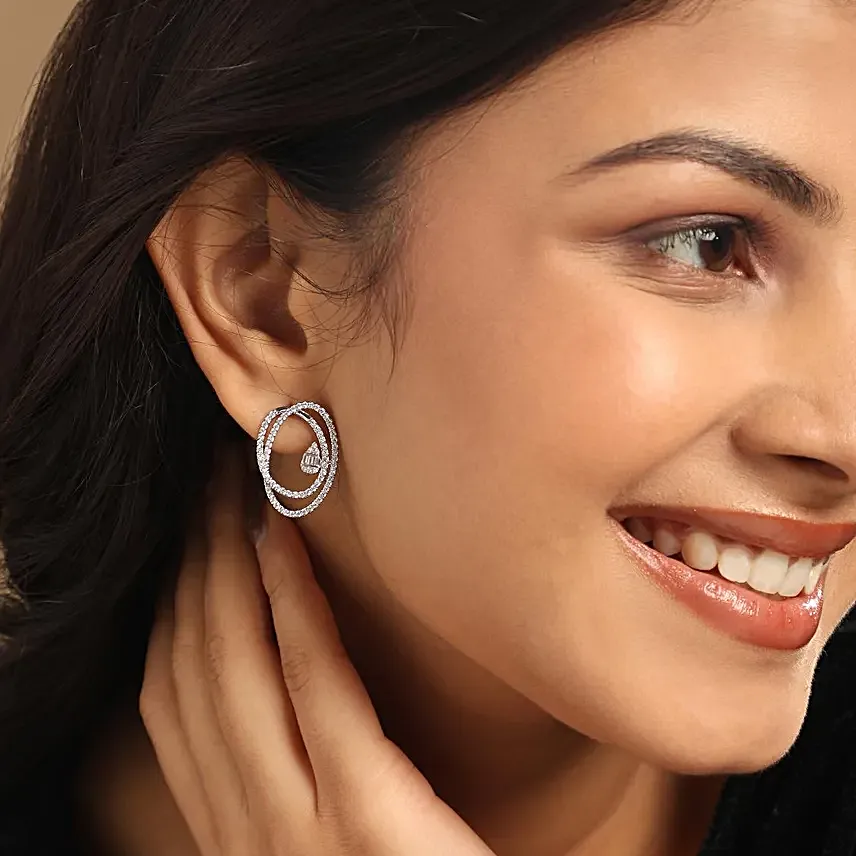 Nuyug Circle Anti Tarnish Diamond Earrings