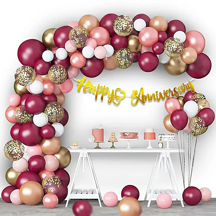 Rose Elegance Anniversary Balloon Setup