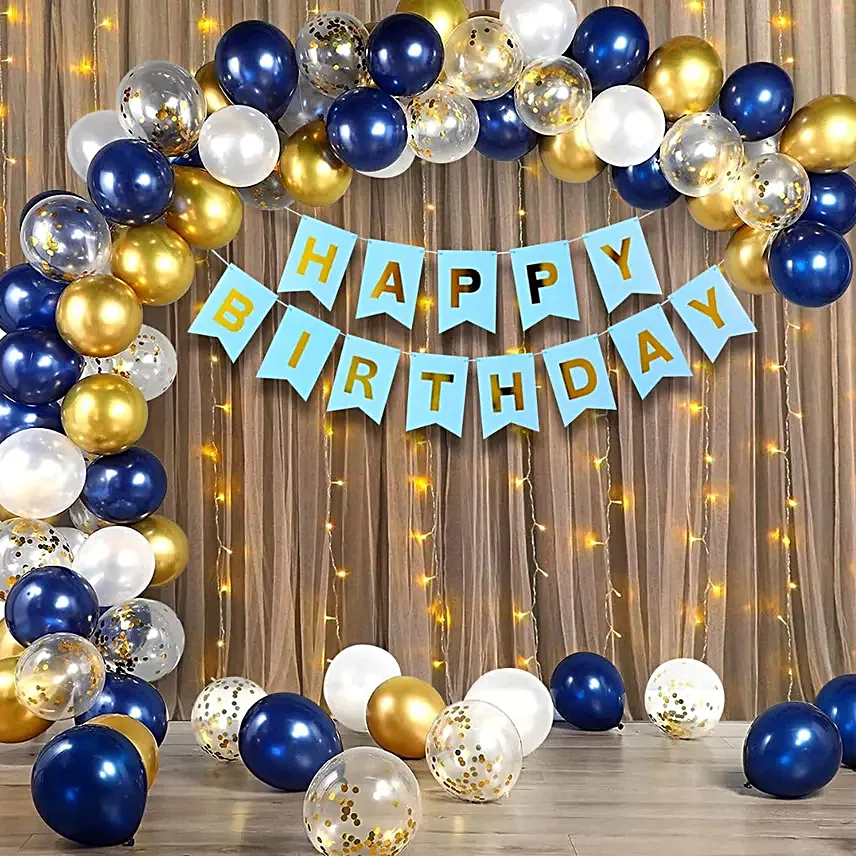 Starry Night Birthday Balloon Arch