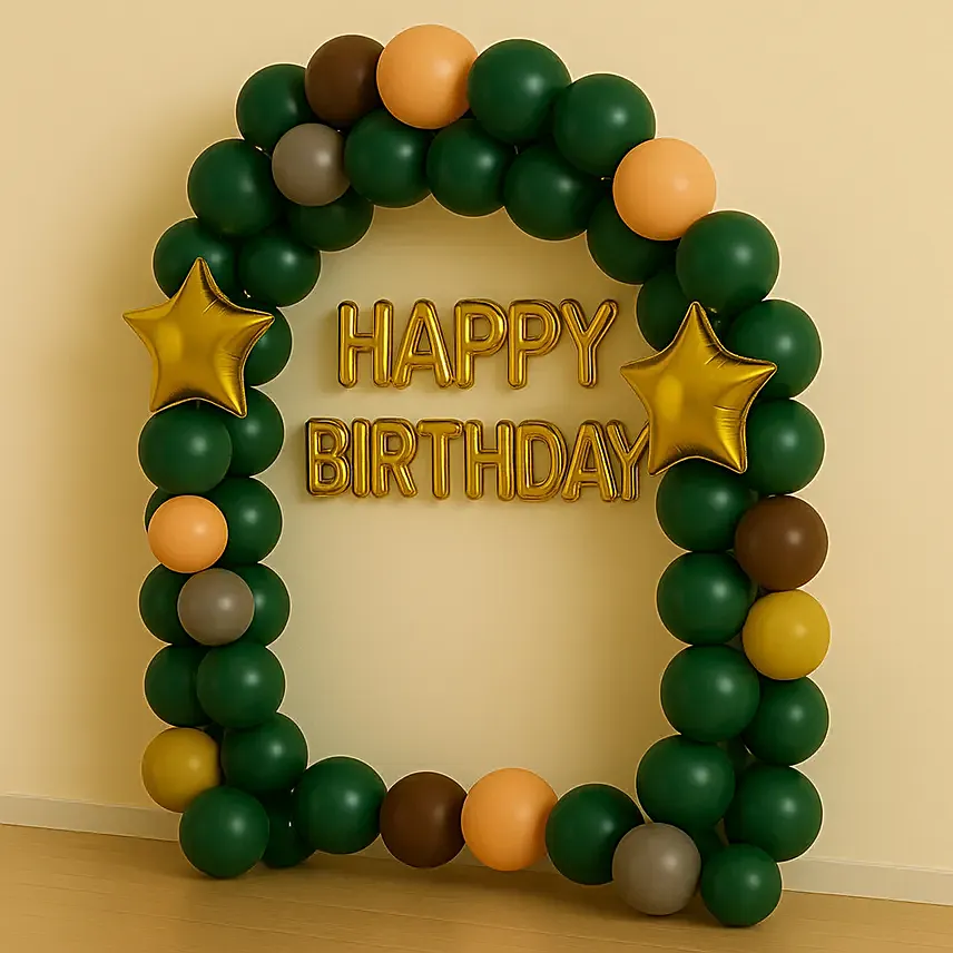 Evergreen Birthday Balloon Setup
