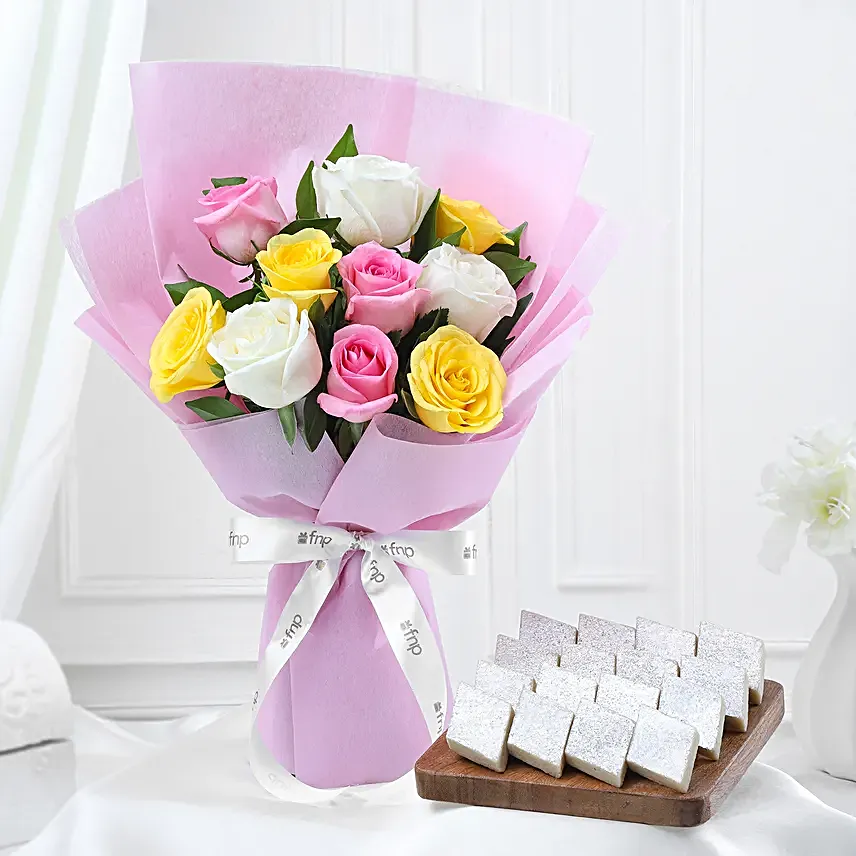 Mixed Roses with Kaju Katli
