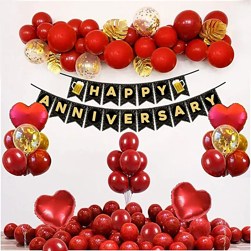 Golden Heart Anniversary Balloon Decor