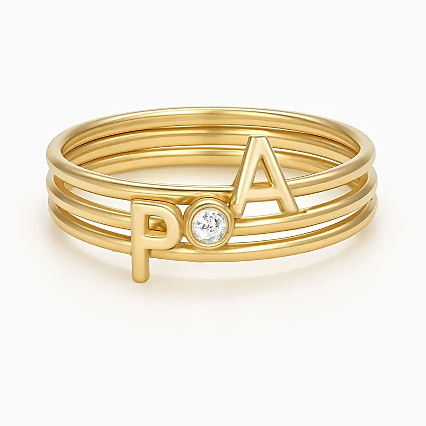 Golden Personalised Initial Rings
