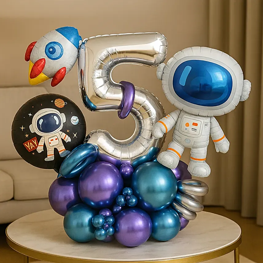 Astronaut Adventure Birthday Balloon Display