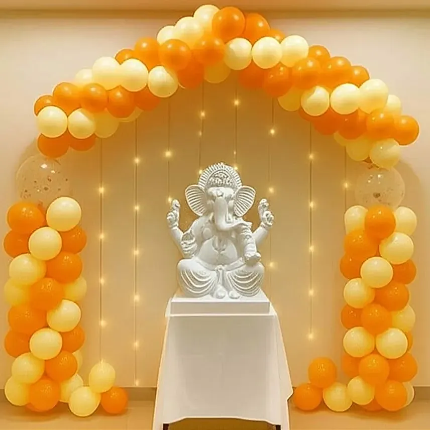 Ganesh Chaturthi Colourful Balloon Setup