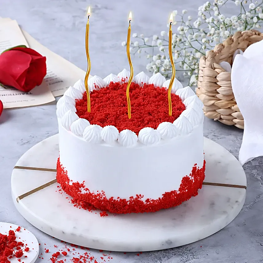 Celebration Red Velvet Swirl Candle Eggless Bento Cake