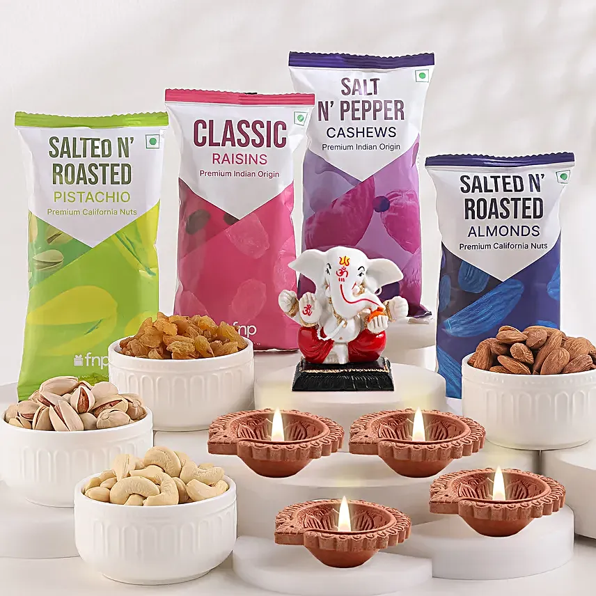 Festive Dry Fruits n Diyas Hamper