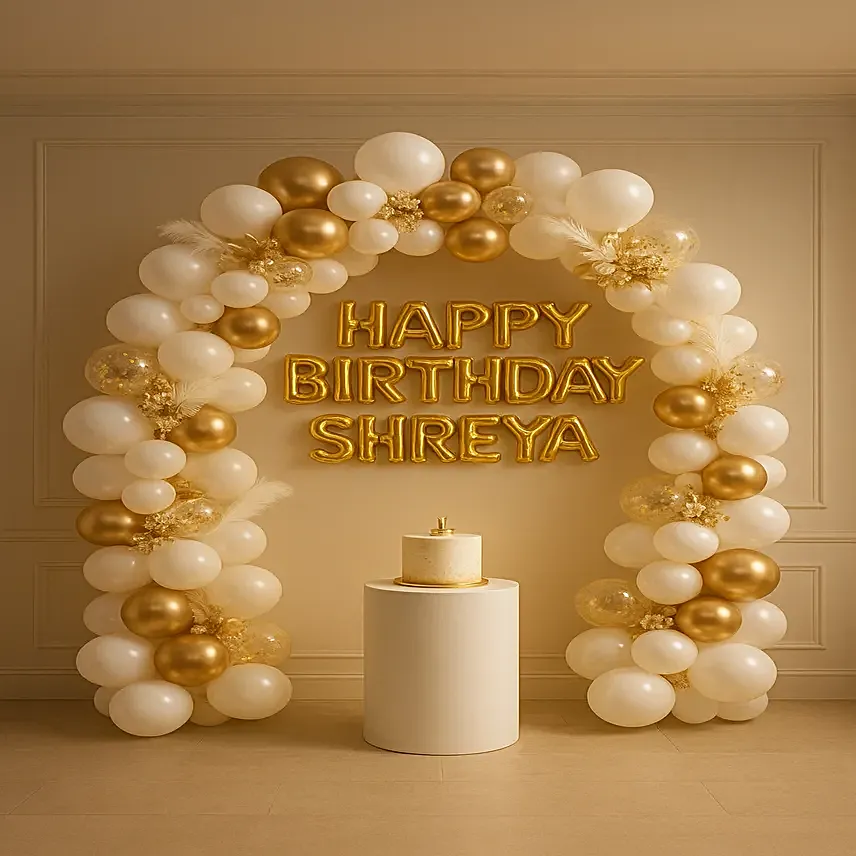 Golden Glamour Birthday Balloon Decor