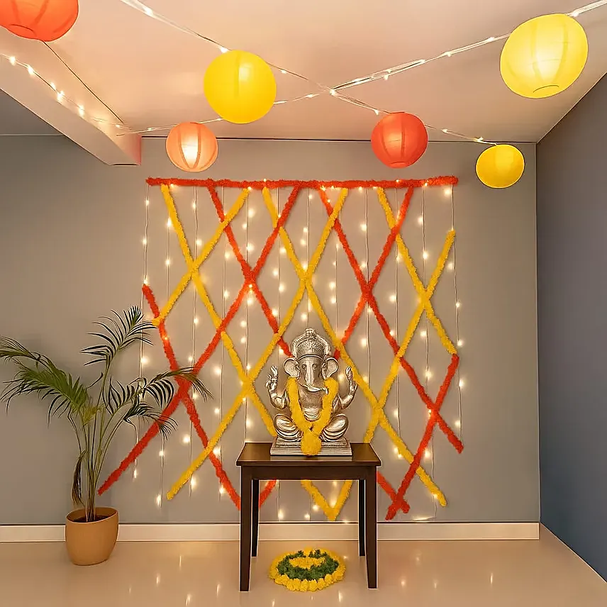 Traditional Bloom N Light Setup for Ganesh Chaturthi
