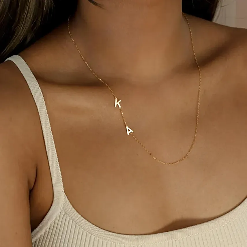 Golden Couple Initial Necklace