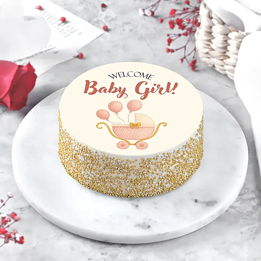 Welcome Baby Girl Eggless Chocolate Bento Cake